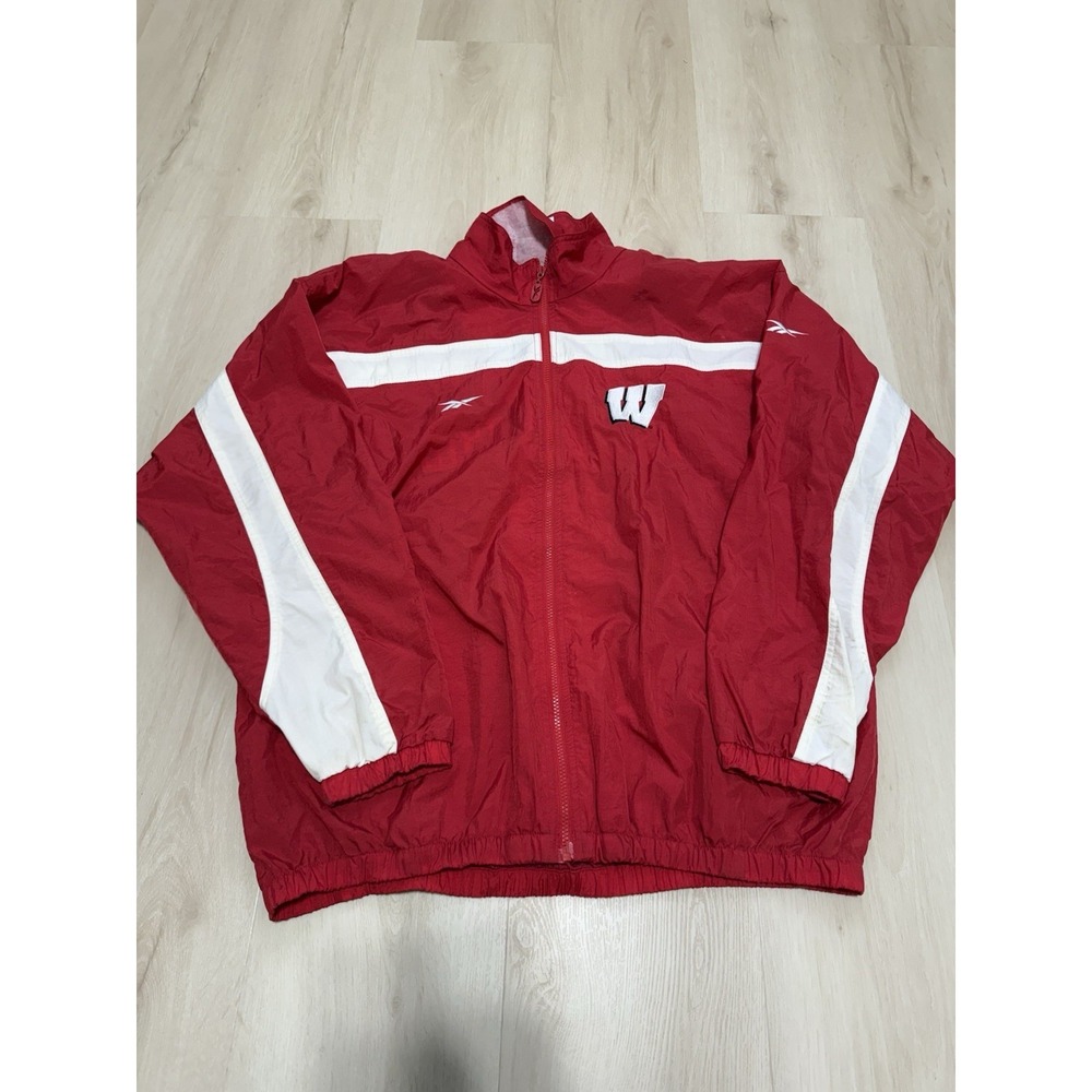 Vintage Reebok XL University of Wisconsin Badgers Football Issued Jacket Y2K